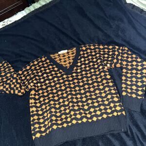 Jucca Made in Italy Wool Blend Acrylic Sweater Black Orange Size M